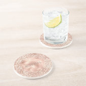 Peach Roos Gold Blush roze Glitz-leopardprinter Zandsteen Onderzetter (Zijkant)