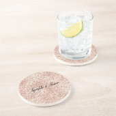 Peach Roos Gold Blush roze Glitz-leopardprinter Zandsteen Onderzetter (Zijkant)