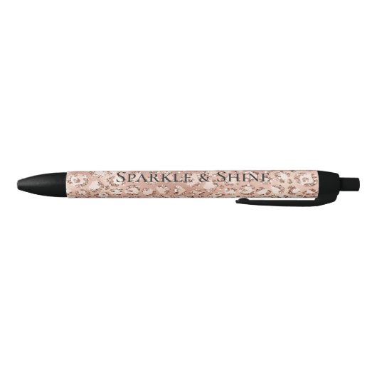 Peach Roos Gold Blush roze Glitz-leopardprinter Zwarte Inkt Pen (Bodem)