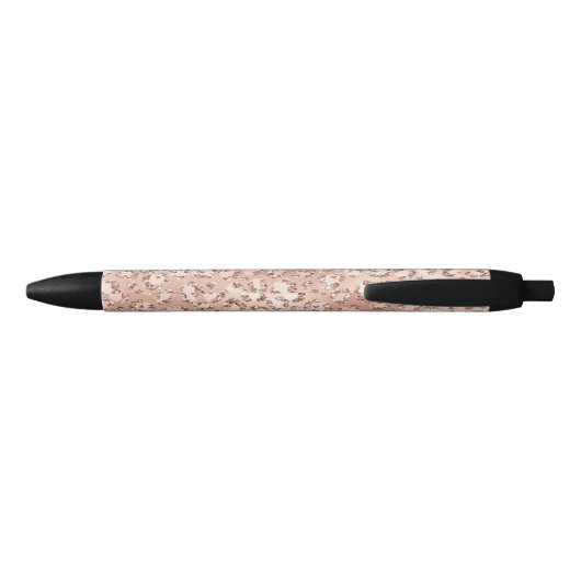 Peach Roos Gold Blush roze Glitz-leopardprinter Zwarte Inkt Pen (Achterkant)