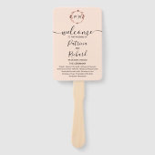 Peach Roos Gold Foil Weddenprogramma Handje Fan Handwaaier (Voorkant)