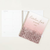 Peach Roos Gold Glitter 2023 Planner met naam (Display)