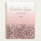 Peach Roos Gold Glitter 2023 Planner met naam (Voorkant)