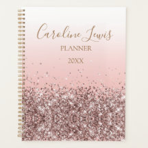 Peach Roos Gold Glitter 2023 Planner met naam
