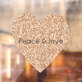 Peach Roos Gold Glitter Heart Raamsticker