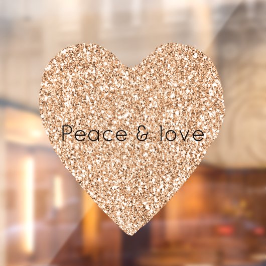 Peach Roos Gold Glitter Heart Raamsticker (Vel 2)