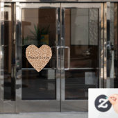 Peach Roos Gold Glitter Heart Raamsticker (Kantoordeur)