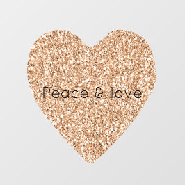 Peach Roos Gold Glitter Heart Raamsticker