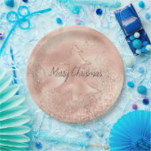 Peach Roos Gold Glitter-kerstboom  Papieren Bordje (Feest)