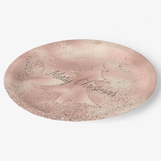 Peach Roos Gold Glitter-kerstboom  Papieren Bordje (Gekanteld)