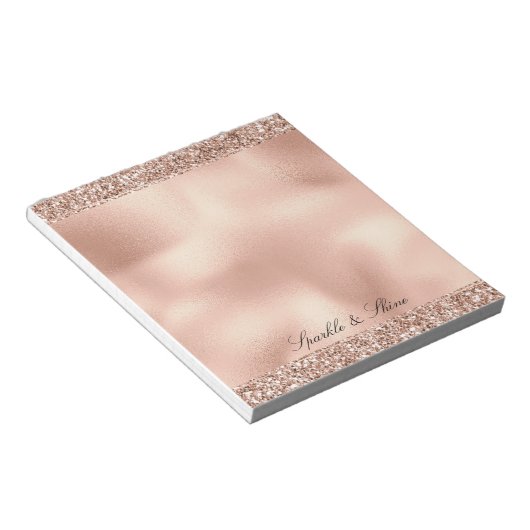 Peach Roos Gold Glitter Luxe Notitieblok (Schuin)