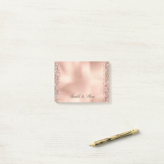 Peach Roos Gold Glitter Luxe     Post-it® Notes (Op bureau)