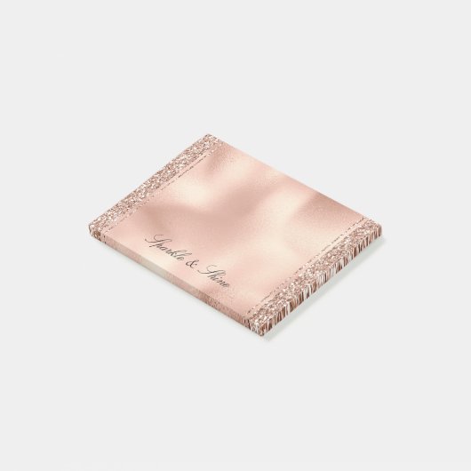 Peach Roos Gold Glitter Luxe     Post-it® Notes (Schuin)