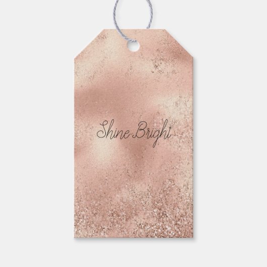 Peach Roos Gold Glitzy Glitter Cadeaulabel (Voorkant)