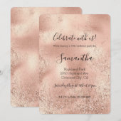 Peach Roos Gold Glitzy Glitter Kaart (Voorkant / Achterkant)