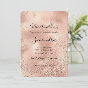 Peach Roos Gold Glitzy Glitter Kaart