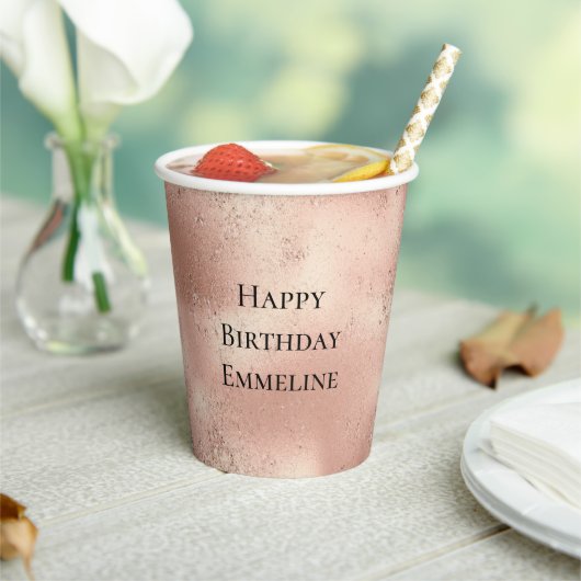 Peach Roos Gold Glitzy Glitter Papieren Bekers (Insitu)