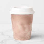Peach Roos Gold Glitzy Glitter Papieren Bekers (Achterkant)