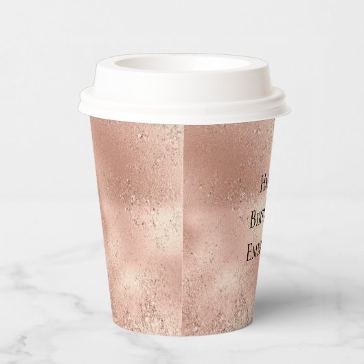 Peach Roos Gold Glitzy Glitter Papieren Bekers (Rechts)