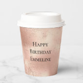 Peach Roos Gold Glitzy Glitter Papieren Bekers (Voorkant)