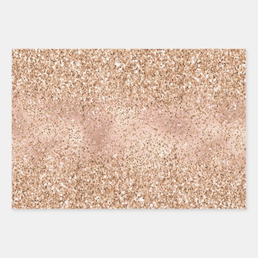 Peach Roos Gold Glitzy Glitter Sparkle   Inpakpapier Vel (Voorkant 3)