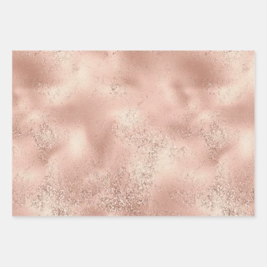 Peach Roos Gold Glitzy Glitter Sparkle Inpakpapier Vel (Voorkant 2)