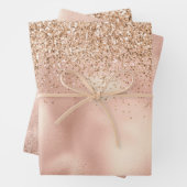 Peach Roos Gold Glitzy Glitter Sparkle Inpakpapier Vel (In situ)