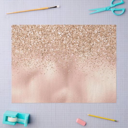 Peach Roos Gold Glitzy Glitter      Tissuepapier (Craft)