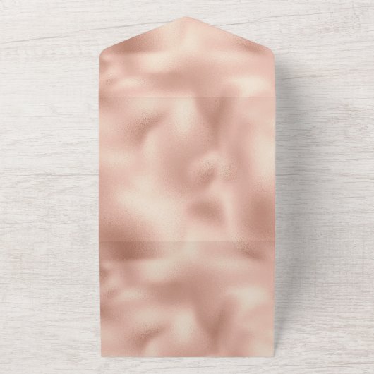 Peach Roos Gold Luxe White All In One Uitnodiging (Buitenkant)