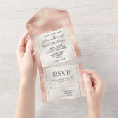 Peach Roos Gold Luxe White All In One Uitnodiging (Afscheurbaar)