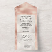 Peach Roos Gold Luxe White All In One Uitnodiging (Binnen)