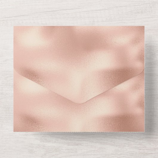 Peach Roos Gold Luxe White All In One Uitnodiging (Achterkant)