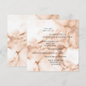Peach Roos Gold Marble Minimale verjaardag Party Kaart (Voorkant / Achterkant)