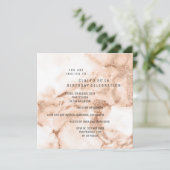 Peach Roos Gold Marble Minimale verjaardag Party Kaart (Staand voorkant)