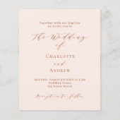 Peach roos gouden formele QR RSVP budget bruiloft (Voorkant)