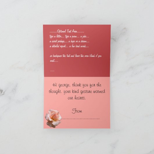 Peach Roos Kaart Custom Wilde flower Wenskaart (Binnen)