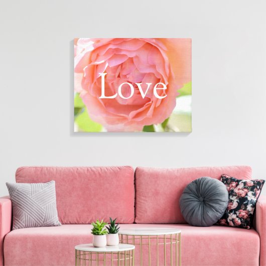 Peach Roos Liefde Canvas Afdruk (Insitu (Woonkamer))