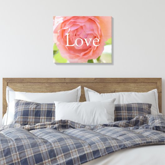 Peach Roos Liefde Canvas Afdruk (Insitu (Slaapkamer))