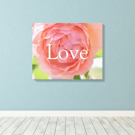  Peach Roos Liefde Canvas Afdruk (Insitu (Houten vloer))