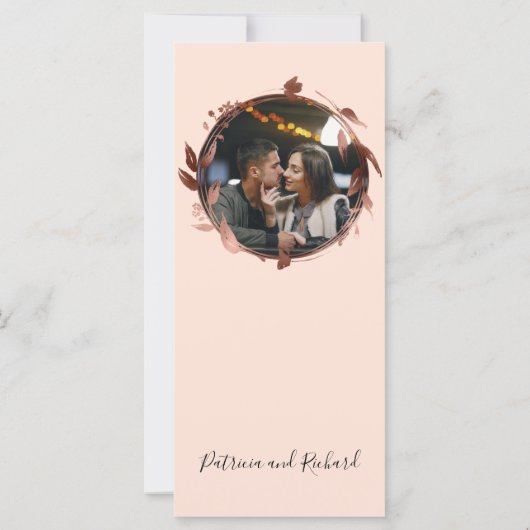 Peach Roos Monogram Photo Wedding Menu Kaart (Achterkant)