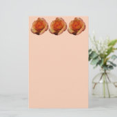 Peach Roos Oranje Floral fotografie Briefpapier (Staand voorkant)
