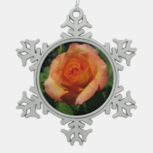 Peach Roos Oranje Floral fotografie Tin Sneeuwvlok Ornament
