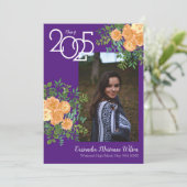 Peach Roos Paars Foto Afstuderen kondiging Kaart (Staand voorkant)