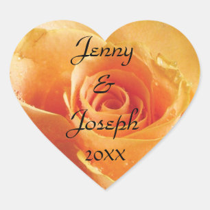 Peach Roos Personalized Wedding Sticker