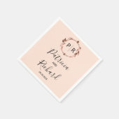 Peach Roos roos gold folie Monogram Weddenschap Na Servet (Hoek)