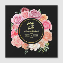 Peach Roos Save the Date Magnet Wedding Invitation