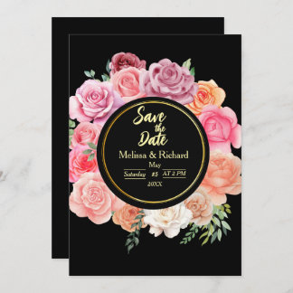 Peach Roos Save the Date Wedding Invitation Kaart