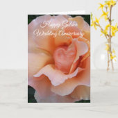 Peach Roos Specialized 50th Wedding Jubileum Kaart (Gele Bloem)