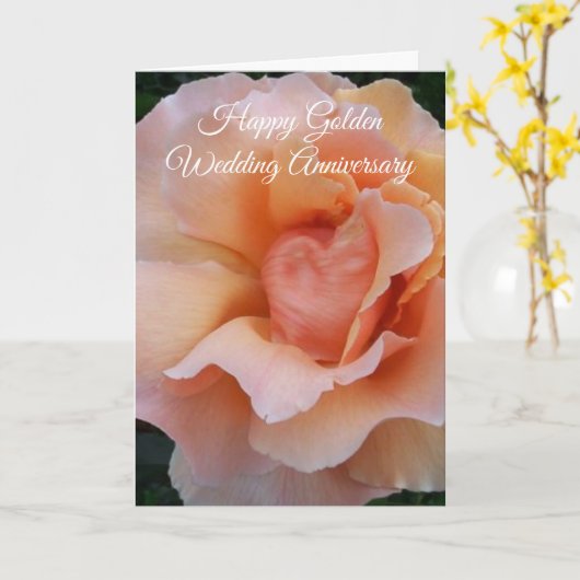 Peach Roos Specialized 50th Wedding Jubileum Kaart (Gele Bloem)