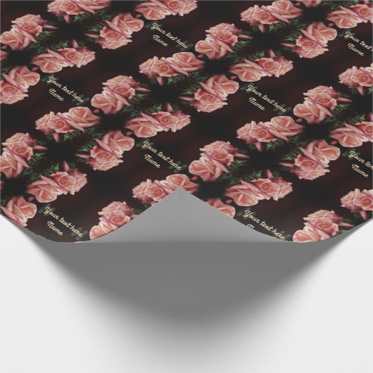 Peach Roos Trio Floral gepersonaliseerd Cadeaupapier (Hoek)